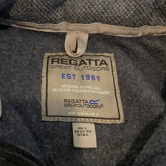 Regatta Full Zip Sweatshirt Men Size L Dusty Blue Long Sleeve Collar Elbow Patch - Picture 3 of 7